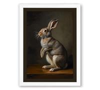 Rabbit in Shadow Realism Framed Wall Art Print A3 (42×29.7cm) White, Wall Decor for Living Room, Bedroom, Office & Home, Ready to Hang, Art Gift