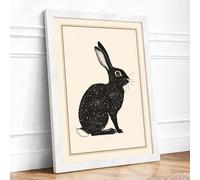 Rabbit in Silence Minimalist Framed Wall Art Print A1 (84.1×59.4cm) White, Wall Decor for Living Room, Bedroom, Office & Home, Ready to Hang, Art Gift