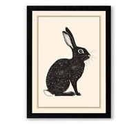 Rabbit in Silence Minimalist Framed Wall Art Print A3 (42×29.7cm) Black, Wall Decor for Living Room, Bedroom, Office & Home, Ready to Hang, Art Gift