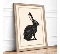 Rabbit in Silence Minimalist Framed Wall Art Print A3 (42×29.7cm) Oak, Wall Decor for Living Room, Bedroom, Office & Home, Ready to Hang, Art Gift