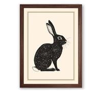 Rabbit in Silence Minimalist Framed Wall Art Print A4 (29.7×21cm) Walnut, Wall Decor for Living Room, Bedroom, Office & Home, Ready to Hang, Art Gift