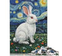 Rabbit in Starry Night Style Painting Puzzles 500 Piece Puzzles for Teenagers Gifts Puzzle for Adults And Teenager 500pcs (52x38cm)