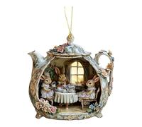 Rabbit In Teacup Warm Home 2D Acrylic Pendant Backpack Pendant Car Interior Gift Window Light Catcher (B, One Size)