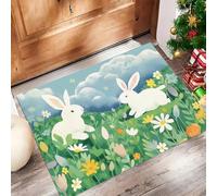 Rabbit In The Flowers Door Mats Indoor Doormat Washable For Pets Door Matts Duty Non-Slip Entrance Mat Super Absorbent Front Doormat, Cartoon For Kitchen Bathroom Mixed Colors, 40 X 60 Cm