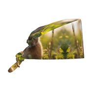 Rabbit in The Grass Breathable Work hat with Sweatband and Adjustable Back tie, Suitable for Men and Women Black