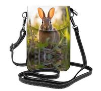 Rabbit in the grass Lightweight leather crossbody phone bag, women's shoulder bag cell phone wallet, travel bag with credit card slots,
