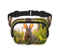 Rabbit in the grass Printed multifunctional waist bag, unisex trendy messenger bag, travel sports storage bag