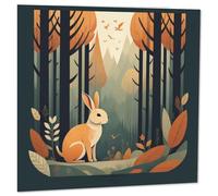 Rabbit in the Woods Greeting Card - Hare Bunny Forest Illustration 145 x 145mm