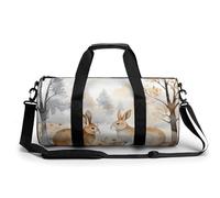 Rabbit in The Woods Gym Bag Sport Gym Tote Bag Lightweight Duffle Bag Carry On Weekender Bags for Women Men, white, 17.7in/9in/9in