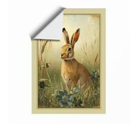 Rabbit in Wild Meadow Botanical Unframed Wall Art Print A3 (42×29.7cm), Wall Decor for Living Room, Bedroom, Office & Home, Art Gift