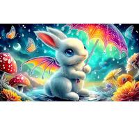 rabbit Jigsaw Puzzle 1000 Pieces Recycled Paper Educational Games Challenging Puzzles for Adults and Kids Age 12 Years Up 38x52cm/1000pcs