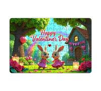 Rabbit Jigsaw Puzzle For Adults - Happy Valentine's Day 130X Brain Stimulating Puzzle - Adorable Colorful Artistic Puzzle For Adults Family Game