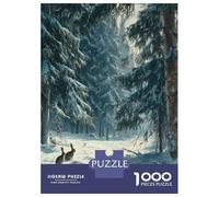 Rabbit Jigsaw Puzzles Great Gift for Adults 1000 Pieces Fun Challenging Home Decors Snowbound Forest Jigsaw Puzzle for Women Men Adult 52x38cm/1000pcs