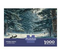 Rabbit Jigsaw Puzzles Great Gift for Adults 1000 Pieces Fun Challenging Home Decors Snowbound Forest Jigsaw Puzzle for Women Men Adult 52x38cm/1000pcs