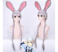 Rabbit Judy Hopps cosplay wig adult long braided Synthetic Hair Christmas party Cartoon Bunny Judy Cosplay silver wigs women One Size wig and headwear