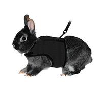 Rabbit Kitten Harness Cat Leash for Small Animal Adjustable Soft Harness and Lead Set for Bunny Cat Little Pet Walking (S:Chest(5.91"-7.87"), BLACK)