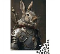 Rabbit Knight in Armor Portrait Jigsaw Puzzle for Adults, 1000 Pieces Animal Puzzle, Quiet Weekend Activity, 38x26cm/1000pcs