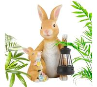 Rabbit Lamp - Luminous Figure with Lantern in Hand, Durable Garden Ornament, Rabbit Statue Lamps, Rustic Resins Glow in Character