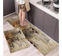 Rabbit, Lily Of The Valley And Butterflies Kitchen Rugs Non Skid Washable Mats Set of 2 PCS, Fantasy Garden Absorbent Runner Rugs for Kitchen, Front of Sink,Sink Laundry, 43x75cm+43x120cm Light Pink