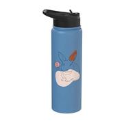 Rabbit Line Art Abstract Minimalist Bunny Face Stainless Steel Insulated Water Bottle