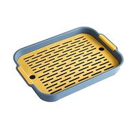 Rabbit Litter Tray, 2 Tier Plastic Rectangular Small Animal Litters Pet Toilet, Bunny Pet Toilet Potty Trainer for Bunny Ferret Hedgehog Hamster (Dark Blue, 7.28x10.62x1.57 inch)