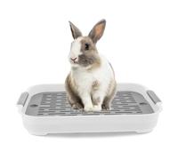Rabbit Litter Tray 2 Tier Rabbit Litter Box Plastic Rectangular Bunny Pet Toilet 7.3x10.6x1.3 inch Potty Trainer Bedding Box for Guinea Pig Bunny Ferret Hamster Hedgehog