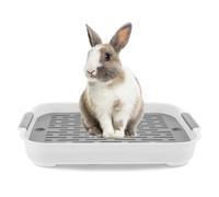 Rabbit Litter Tray,2 Tier Rabbit Litter Box,Plastic Rectangular Bunny Pet Toilet,Potty Trainer Bedding Box for Guinea Pig Bunny Ferret Hamster Hedgehog - 7.3x10.6x1.3 inch