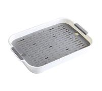 Rabbit Litter Tray 2 Tiers Rabbit Litter Box Plastic Rectangular Bunny Pet Toilet 9.7x14.4x2'' Guinea Pig Tray Potty Trainer forBunny Ferret Hamster Hedgehog White L