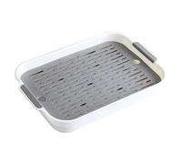 Rabbit Litter Tray 2 Tiers Rabbit Litter Box Plastic Rectangular Bunny Pet Toilet 9.7x14.4x2'' Guinea Pig Litter Tray Potty Trainer forBunny Ferret Hamster Hedgehog White L,Rabbit Litter Box