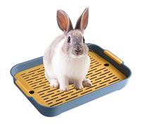 Rabbit Litter Tray 2 Tiers Rabbit Litter Box Plastic Rectangular Bunny Pet Toilet Guinea Pig Litter Tray Potty Trainer forBunny Ferret Hamster Hedgehog Blue L 9.7x14.4x2