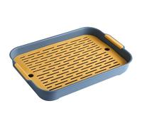 Rabbit Litter Tray, 2 Tiers Rabbit Litter Box Plastic Rectangular Bunny Pet Toilet, Multi-Purpose Plastic Cat Open Top Litter Tray for Bunny Ferret Hamster Hedgehog(Blue,L)