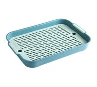 Rabbit Litter Tray, 2 Tiers Rabbit Litter Box Plastic Rectangular Bunny Pet Toilet, Multi-Purpose Plastic Cat Open Top Litter Tray for Bunny Ferret Hamster Hedgehog(Green,L)