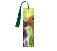 Rabbit Love Print Wooden Bookmark Bookmarks with Tassels Book Marks for Reading Hardcover Books Notebooks