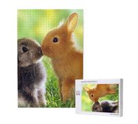 Rabbit Love Printed,1000 Pieces Wooden Jigsaw Family Game Jigsaw Puzzles for Adults Teens