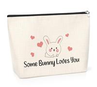 Rabbit Lovers Gift Cosmetic Bag Bunny Lover Gifts for Women Bunny Themed Gift Ideas for Daughter Bestie Friend Sister Birthday Graduation Christmas Easter Presents for Friends Makeup Travel Pouch