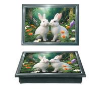 Rabbit Lovers Lap Tray Soft Padded Bean Bag Cushion, Cute Little Bunnies, Laptop, TV, Browsing, Art, Writing, Drawing, Crafting, Food, Breakfast, Dinner Serving Tray