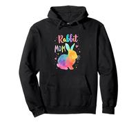 Rabbit Mama Design Colorful Beautiful Rabbit Mom Pullover Hoodie