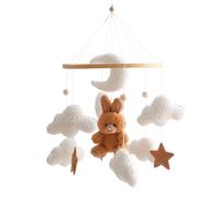 Rabbit Mobile for Crib, Velvet Nursery Pendant, Soft Plush Ceiling Decor, Rotating Cartoon Hanger Toy, Soothing Hanging Accessory, Ideal for Baby Bassinet, Kids Room, Bedroom, and Home