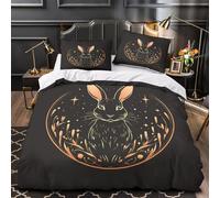 Rabbit Moon Comforter Cover 3D Design Printed Premium 3 Pcs Bedding Set Zipper Starry Night Duvet Cover Super Soft Machine Washable for Kids Girls Boys Adults Women Teens Super king（260x220cm）