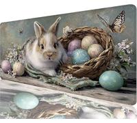 Rabbit Mouse Pad,800x400x3mm Mouse Mat Egg Desk Mat Large, Soft Smooth Surface with Anti-Slip Rubber Base Mousepad Waterproof, Durable, Extended Length Desk Pad for Gaming Christmas Decorations N1-747