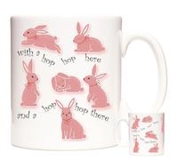 Rabbit Mug. with a Hop Hop Here... Rabbit Coffee Mug. 11oz Ceramic Mug. Bunny Gift. Rabbit Mum or Rabbit Dad Gift Mug