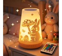 Rabbit Night Light Kids, Touch Remote Control LED 16 Colors for Bedroom | USB Rechargeable Bedside Lamp, Timer, Brightness Adjustable, Girl Kids Room Décor, Cute Birthday Gift Girls Boys