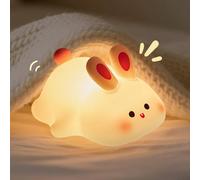 (Rabbit nightlight) Cute Night Light for Kids - Food - Grade Silicone, Type - C Charging, Modes Switchable by Kneading - Ideal for Babies' & Children's Rooms