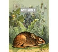 Rabbit Notebook | Dual Notebook Blank and Lined | Large 8.5 x 11" | Vintage Print | Ivory Paper, 100 Pages