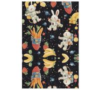 Rabbit of Star Note Book 6x9: midjourney_carrot_Cartoons_of_a_whimsical_fabric_design_with_rabbits_Rocket_space_black_star