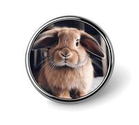 Rabbit on Bed Badge Holder Personalized Metal Button Pin Fashion Round Badge with Pattern Pin DIY Button Badges Exquisite Brooch Crafts Gift Clothes Decorative Pins
