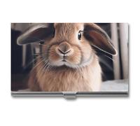 Rabbit on Bed Business Card Case Business Card Storage Slim Metal Credit Card Wallet Multi Functional Flip Cover Minimalist Wallet Card for Men And Women