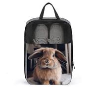 Rabbit on Bed Shoe Bags Foldable Breathable Portable Shoe Puches Organizer Stylish Expandable Packing Travel Shoes Bags for Sneakers Gym Luggage Closet