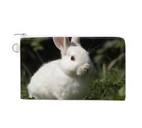 Rabbit on The Grass Coin Purse Canvas Wallet with Zipper Portable Mini Change Pouch Cute Money Pouch Small Organizer Coin Card Key Holder for Women Girls Daily Use Gift