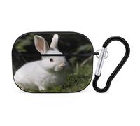 Rabbit on The Grass Earbuds Organizer Shockproof Protective Airpods Pro Cover with Carabiner Clip Anti Fall Carrying Earphone Case Cover for Airpods Pro 2nd Generation Black